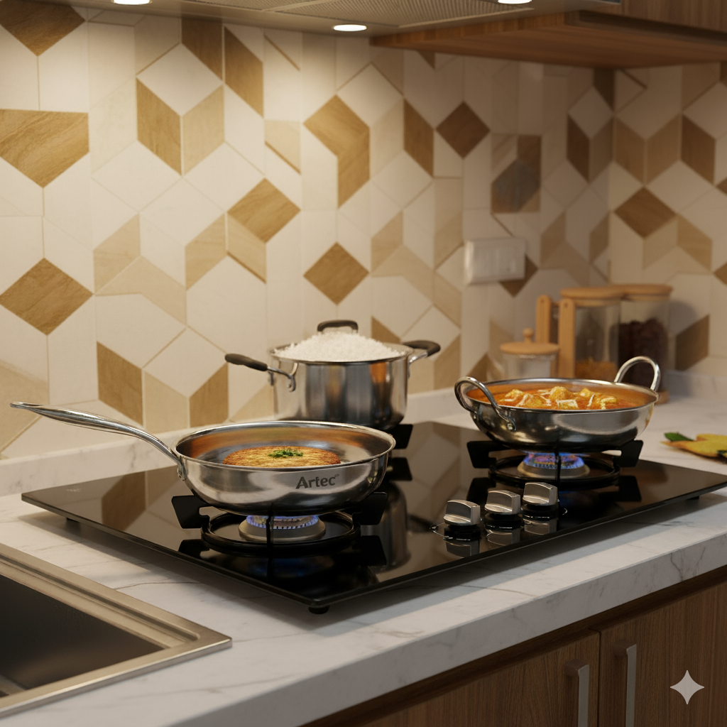Home Artec stainless steel cookware. Perfect for indian home